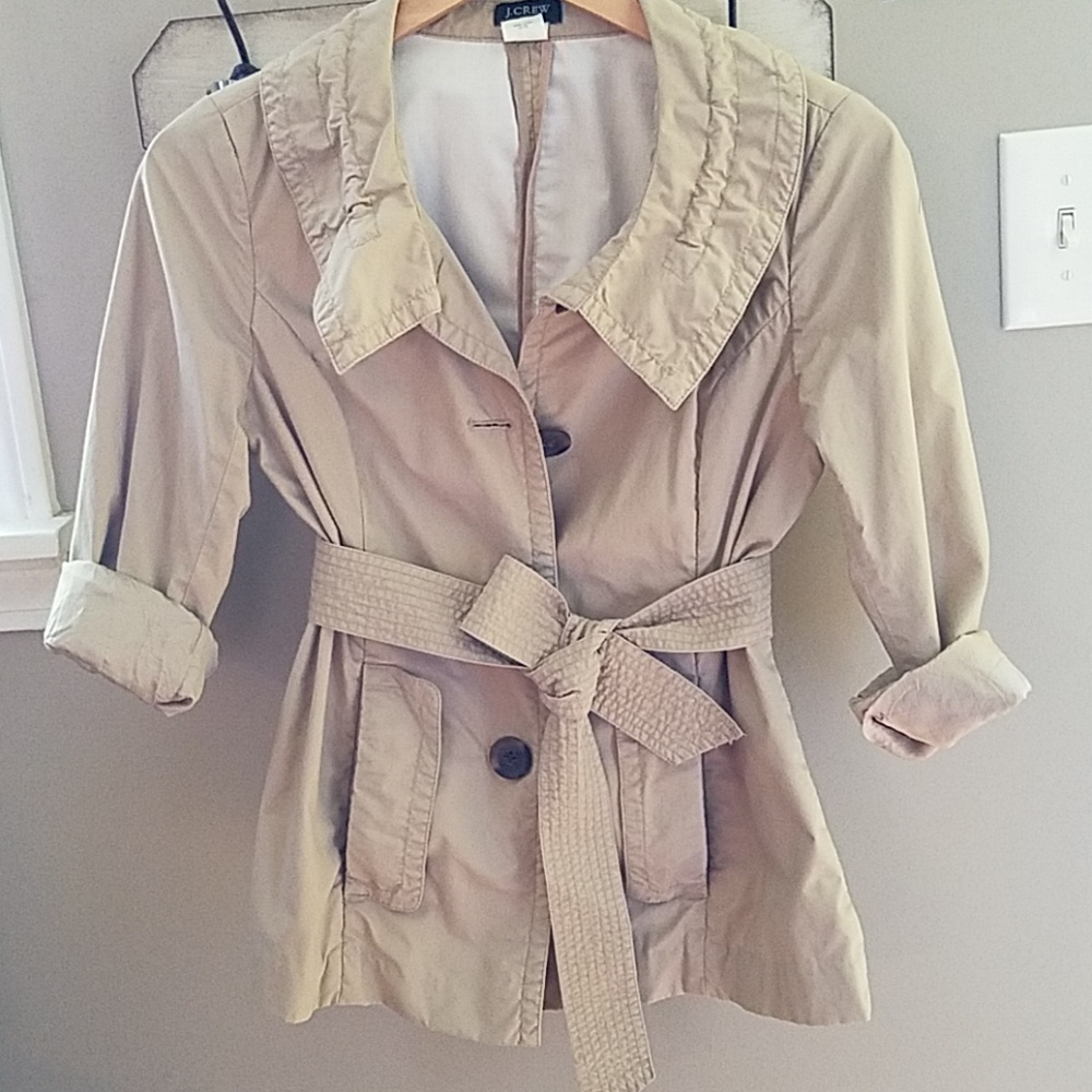 Vintage Original J. Crew Cropped Trench Style Waist Tie Jacket